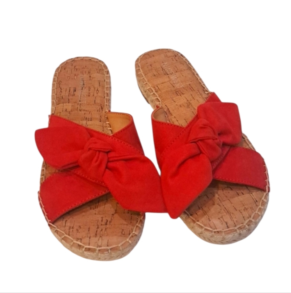 Nine West Bellah Espadrilles Bow Slide Sandals - Size 6.5